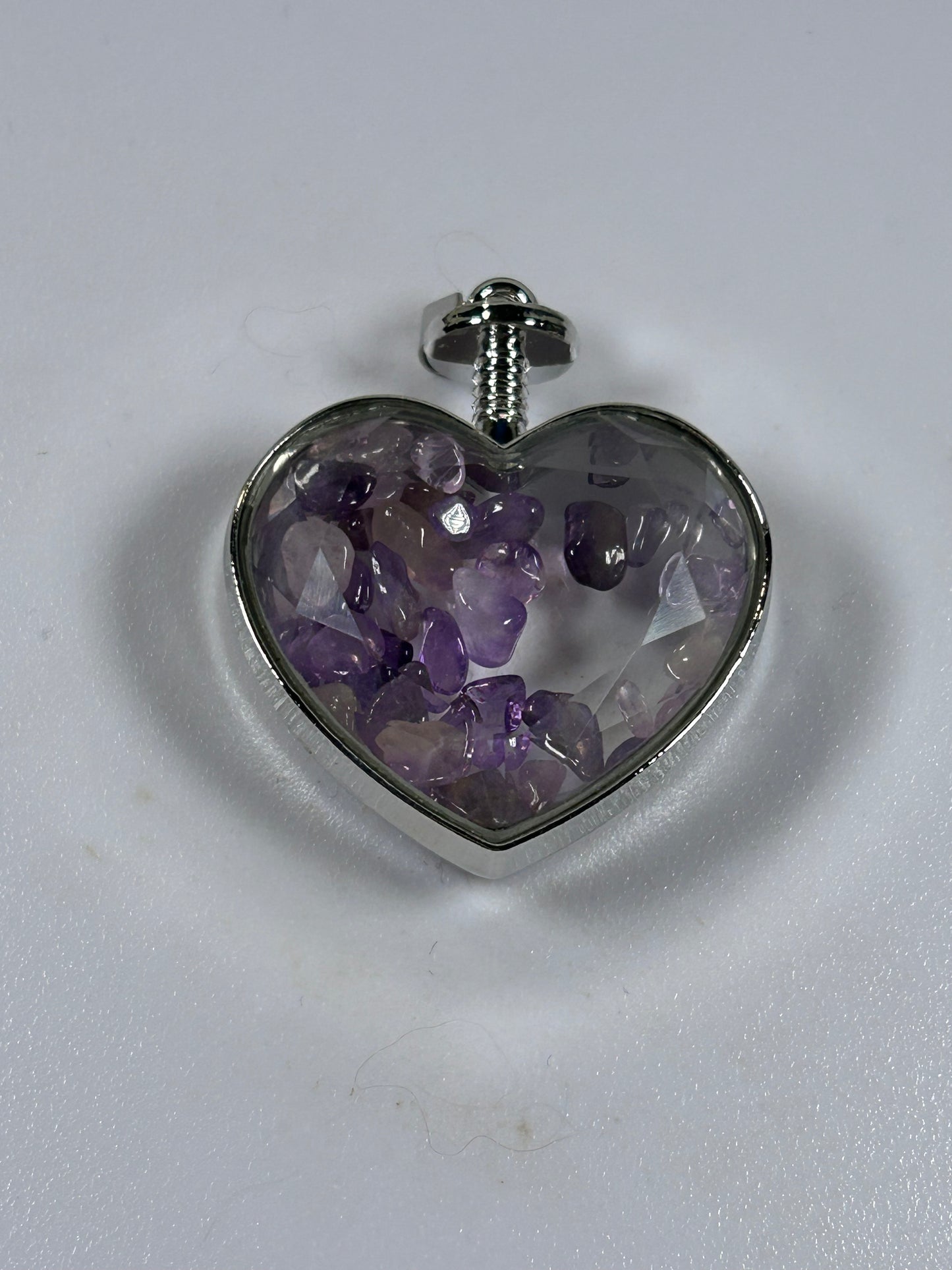 Crystal Heart Pendant Amethyst Tumbled Crystal Chips - New