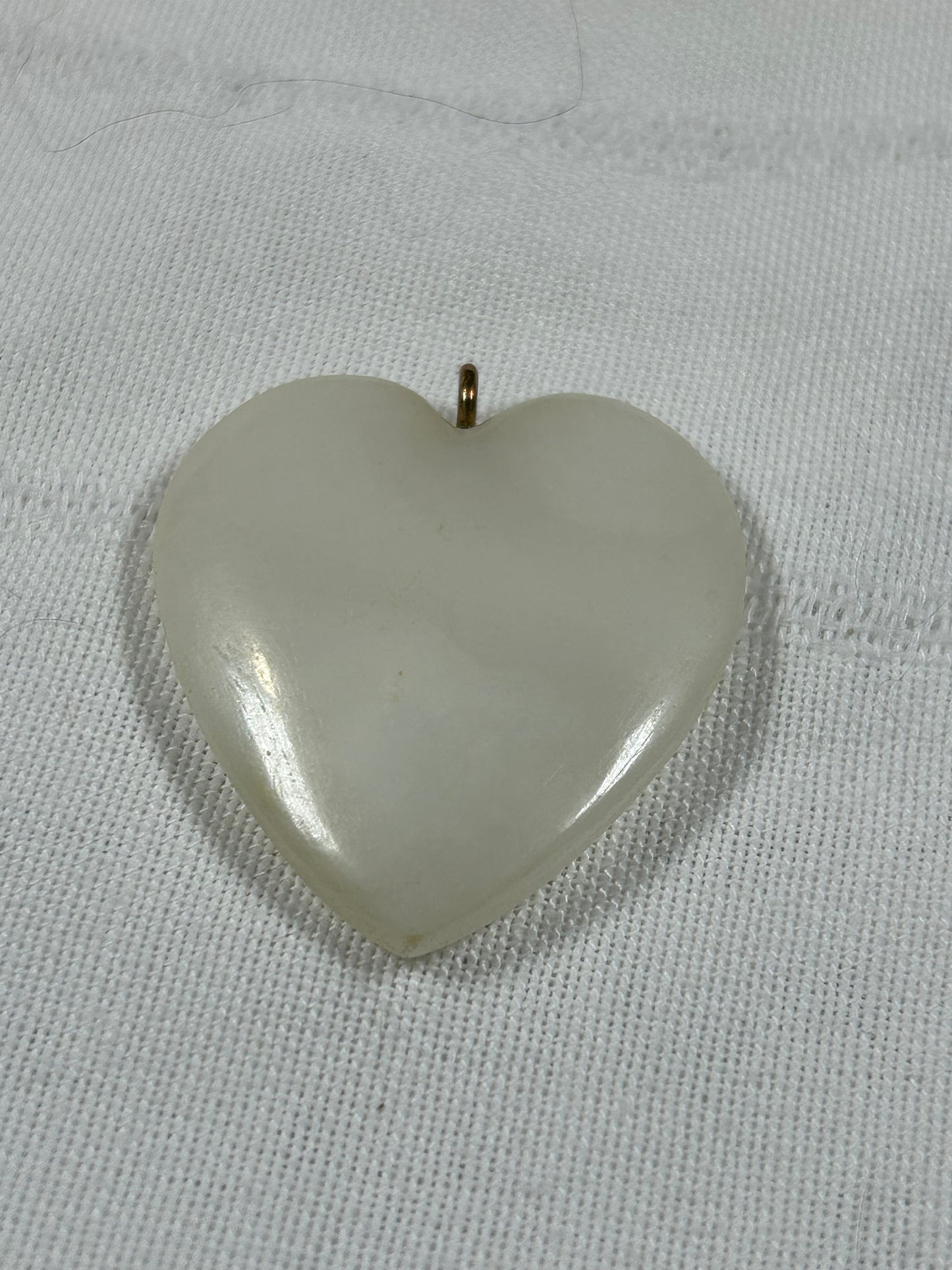 Vintage White Agate Heart Pendant