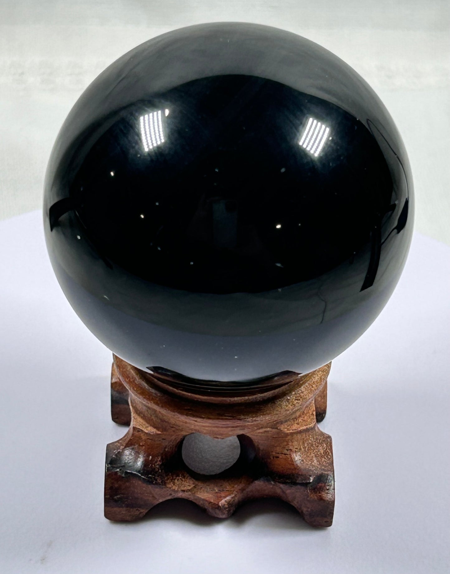 (#424) - Silver Obsidian Sphere - New