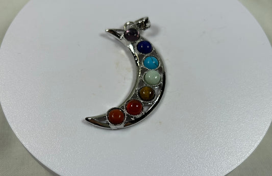Chakra Crescent Moon Pendant - New