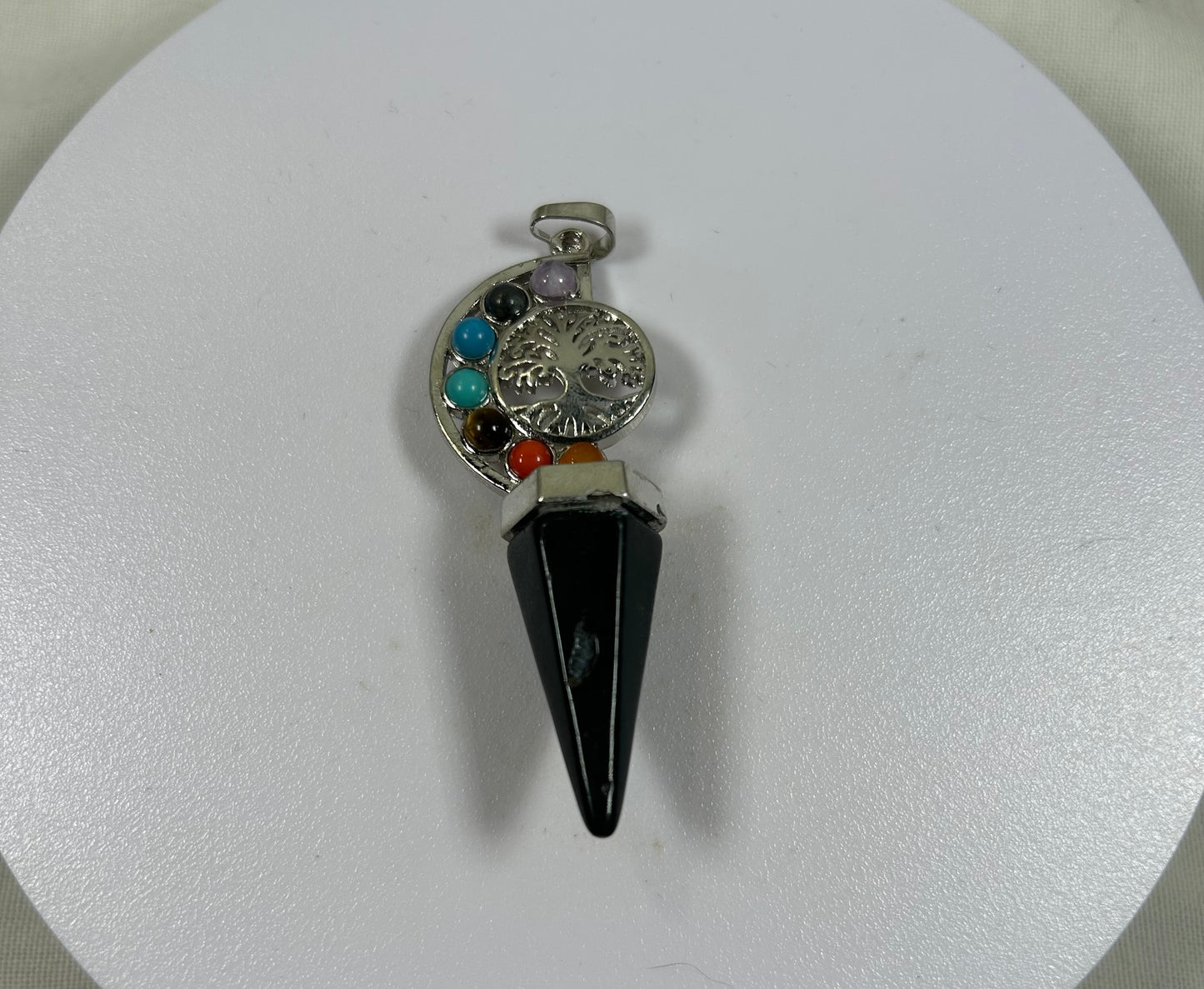 Chakra With Obsidian Point Pendant - New