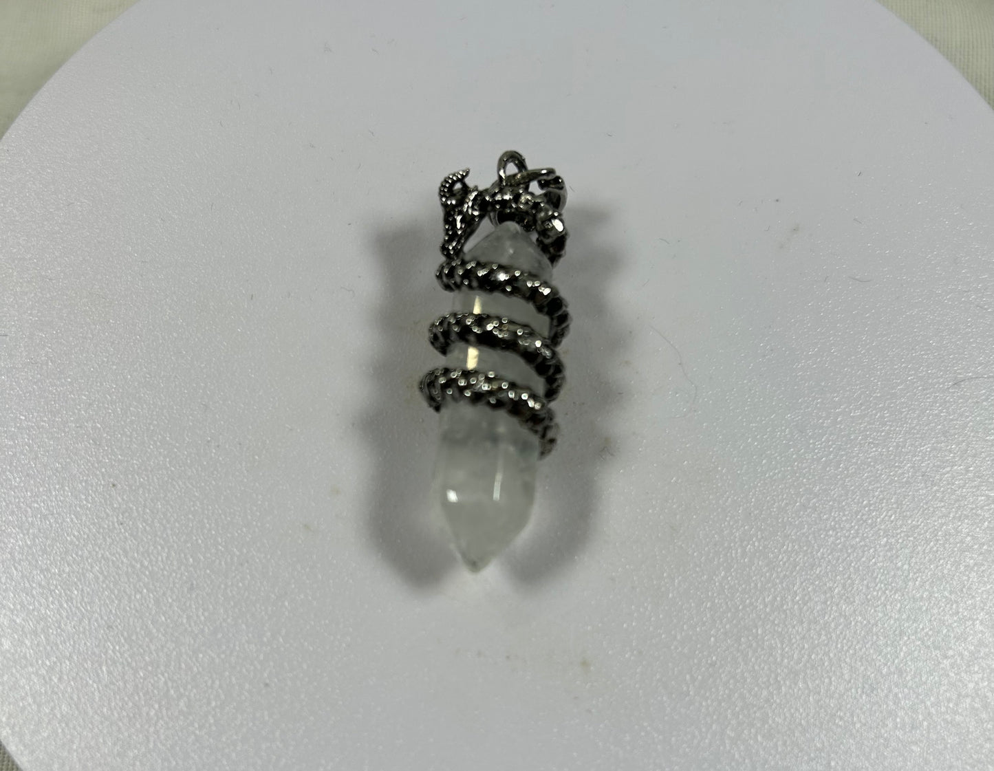 Clear Quartz With Dragon Pendant - New