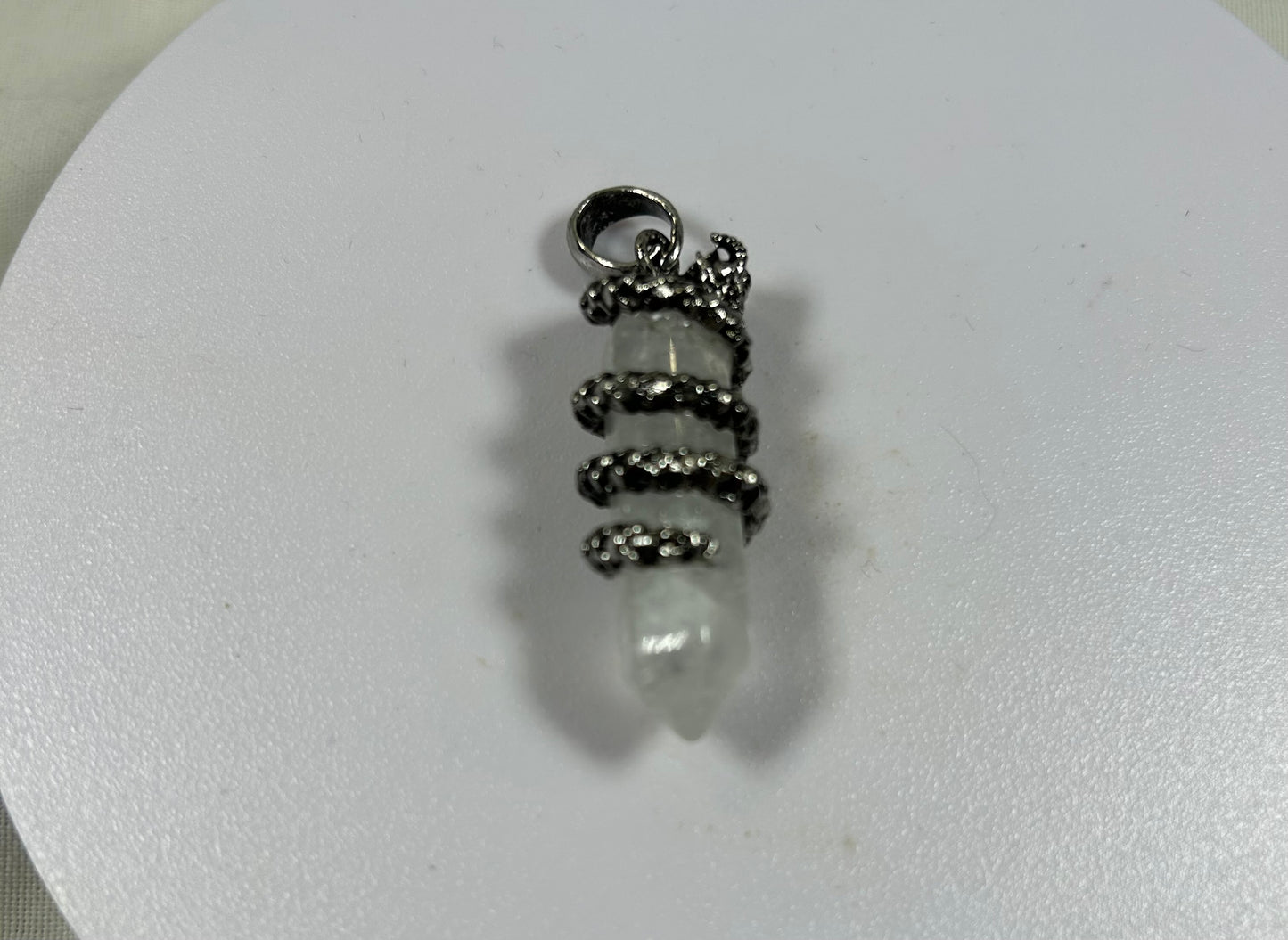 Clear Quartz With Dragon Pendant - New