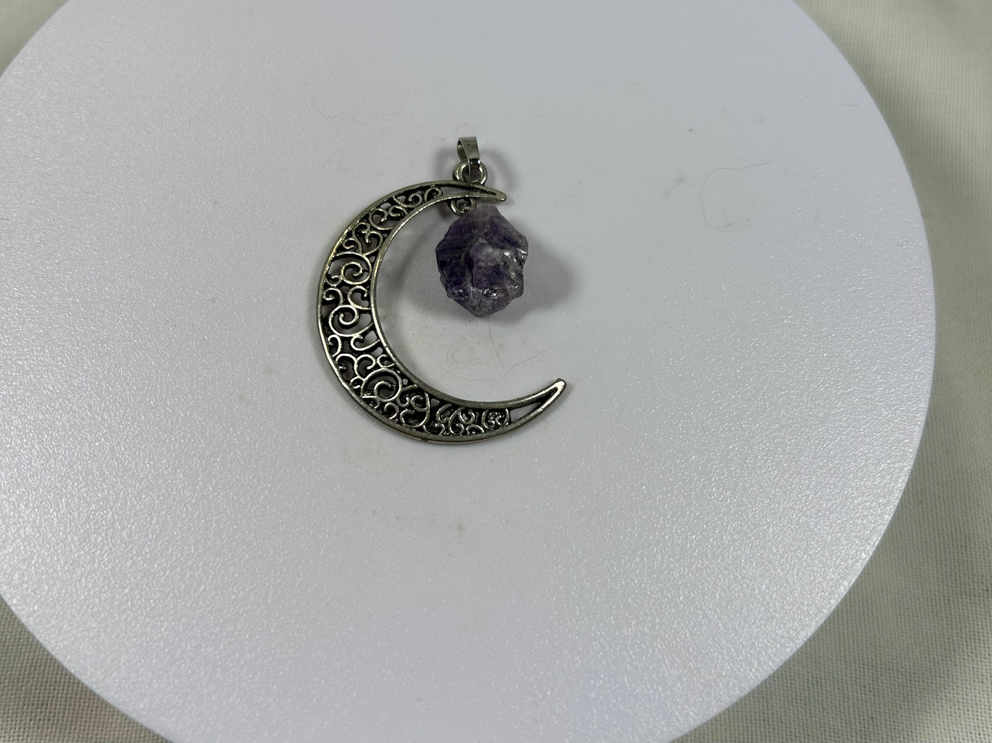 Crescent Moon With Amethyst Pendant - New