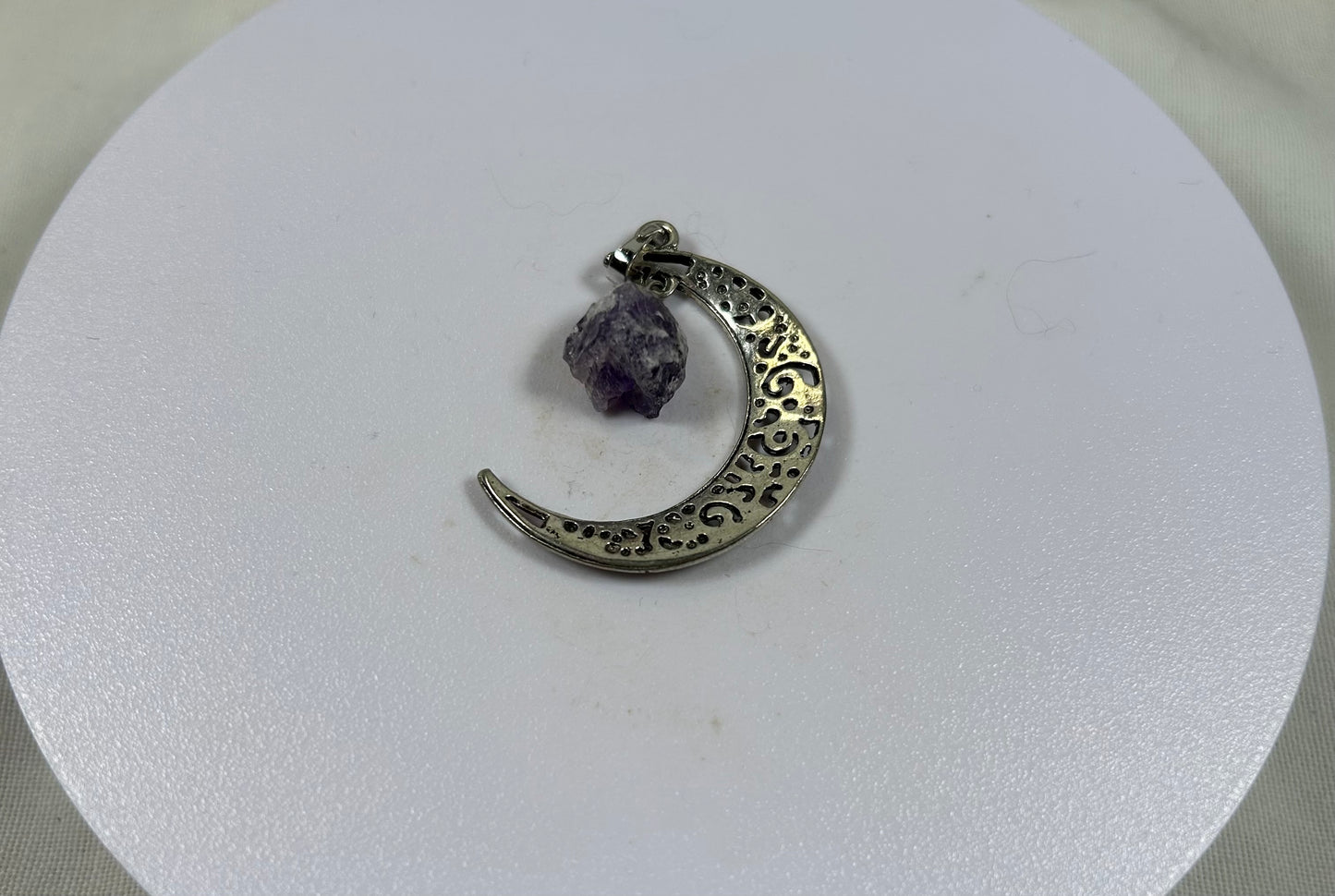 Crescent Moon With Amethyst Pendant - New