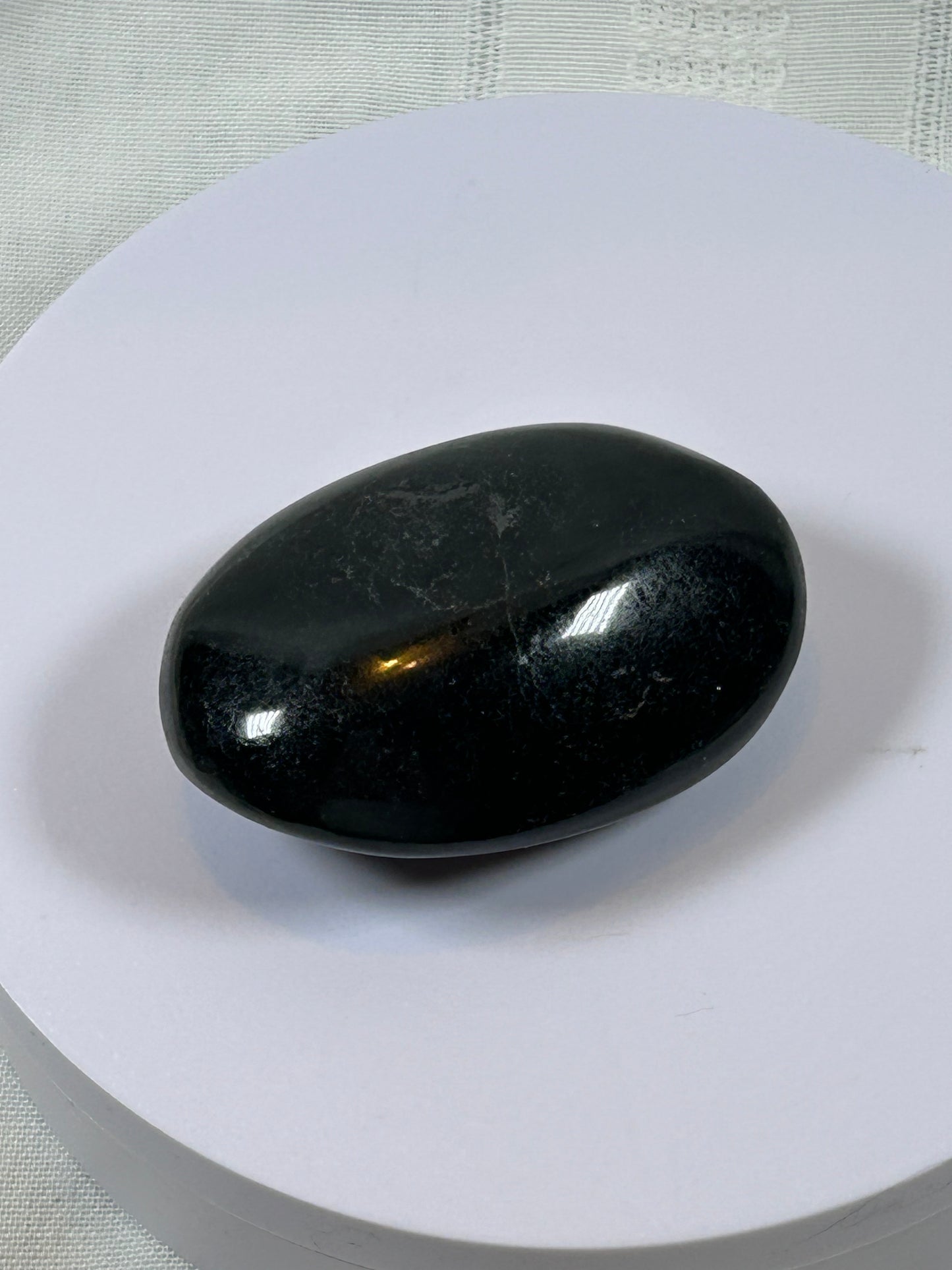 (#96) - BLACK TOURMALINE PALM STONE POLISHED - NEW