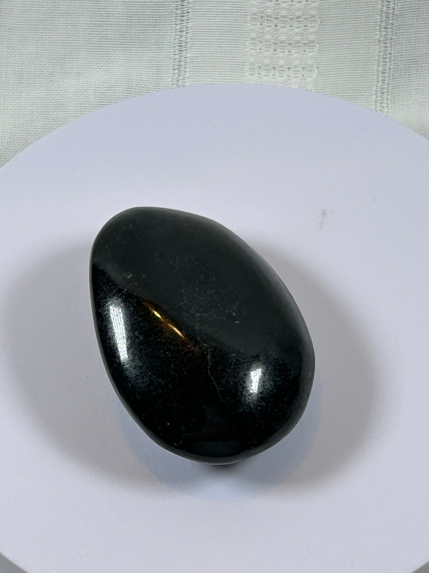 (#96) - BLACK TOURMALINE PALM STONE POLISHED - NEW