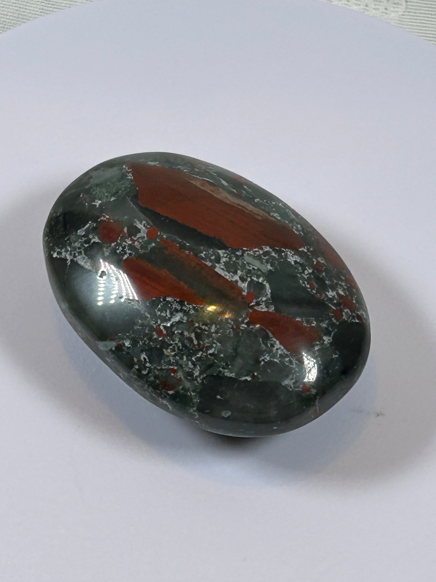 (#108) - AFRICAN BLOODSTONE PALM STONE POLISHED - NEW