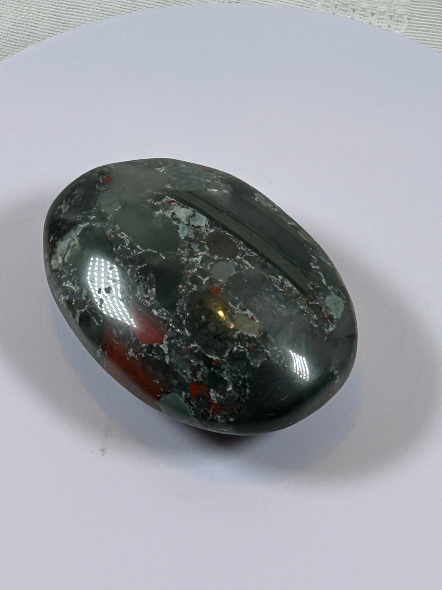 (#108) - AFRICAN BLOODSTONE PALM STONE POLISHED - NEW