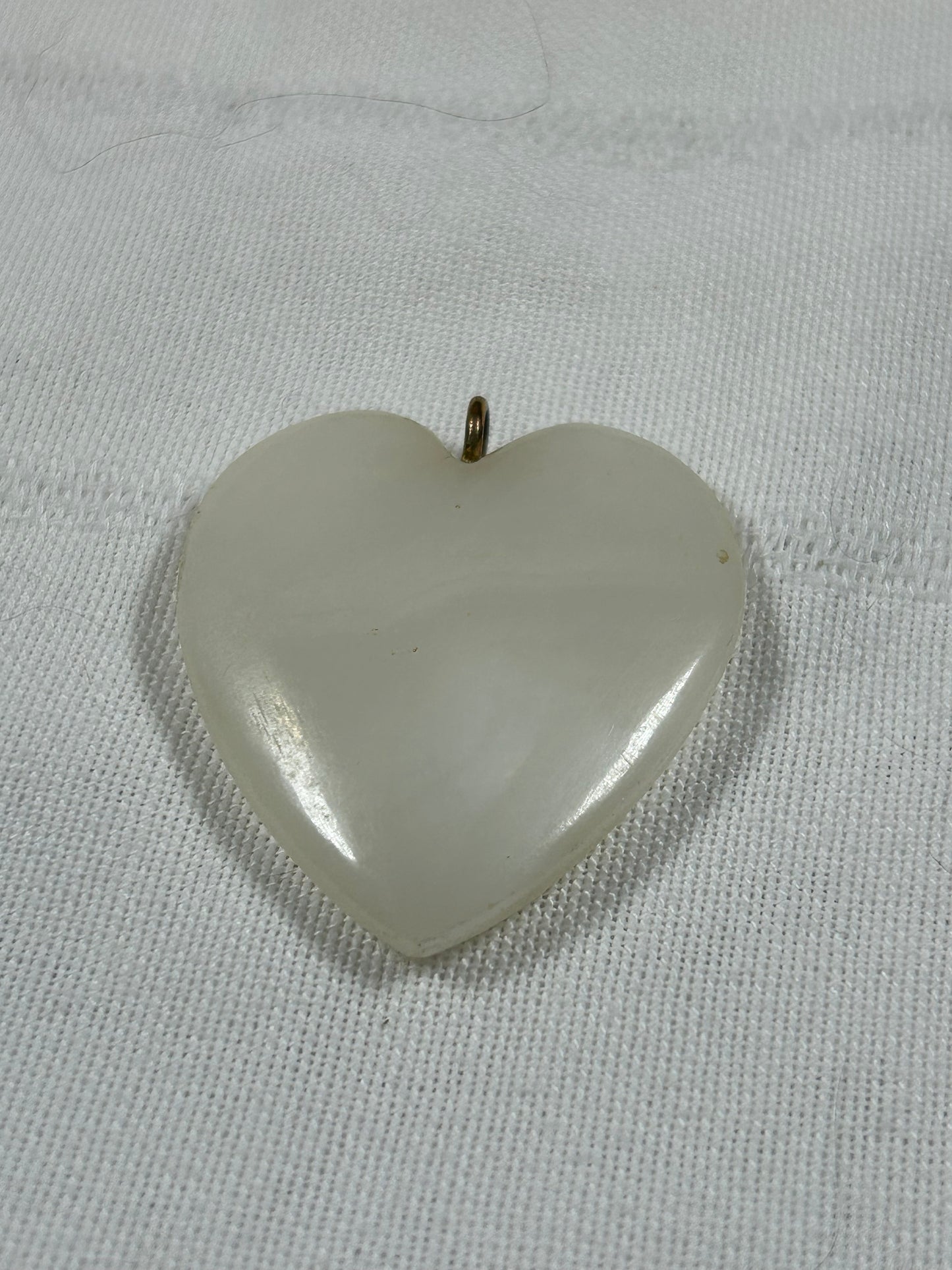Vintage White Agate Heart Pendant