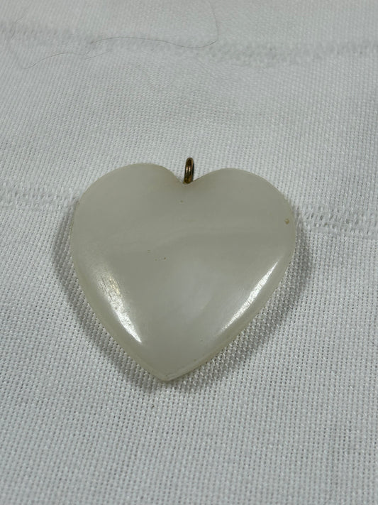 Vintage White Agate Heart Pendant