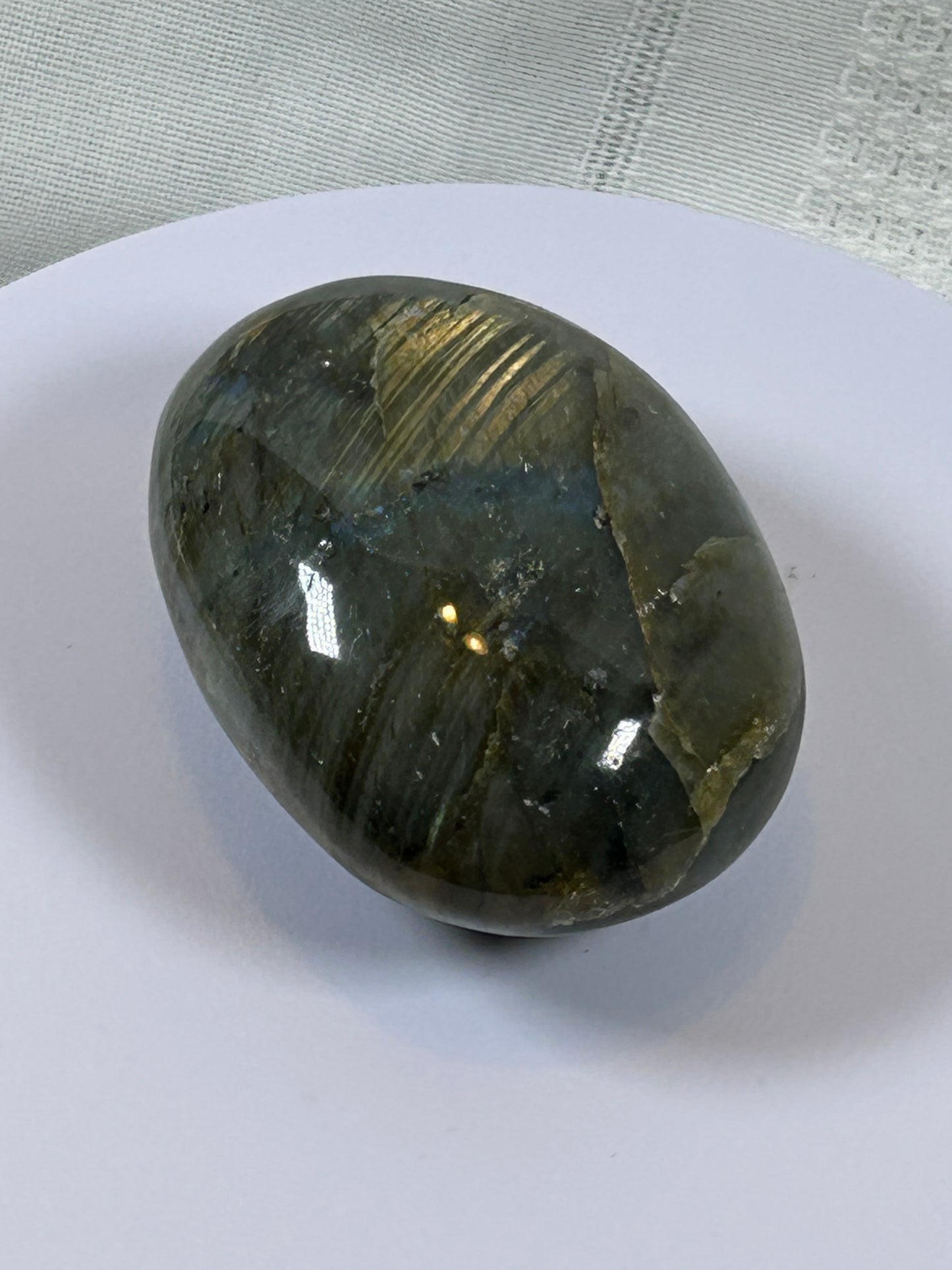 (#118) - LABRADORITE PALM STONE POLISHED - NEW