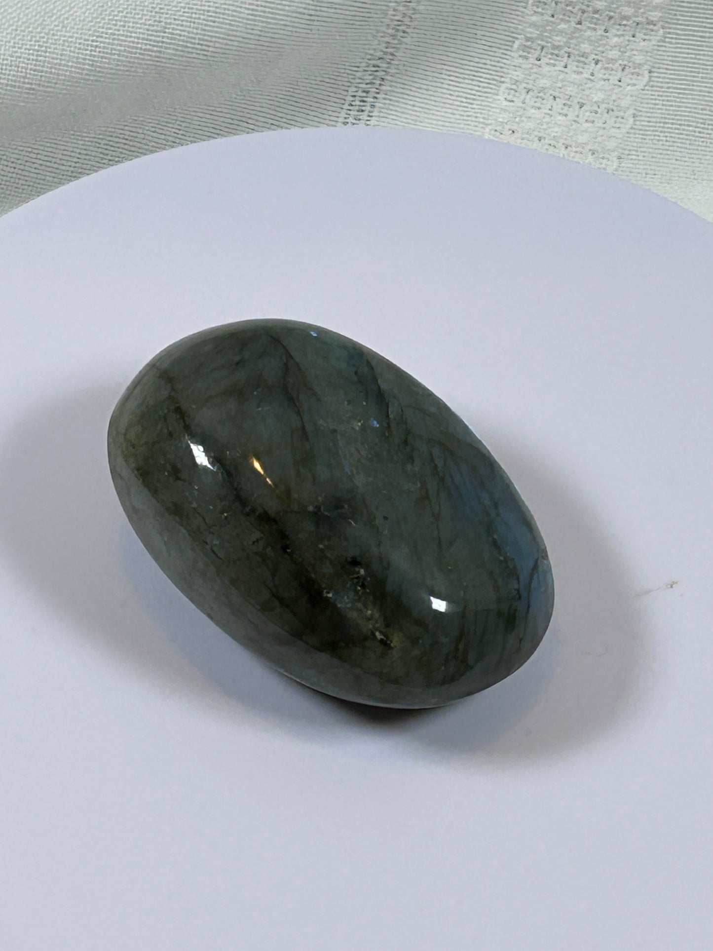 (#127) - LABRADORITE PALM STONE POLISHED - NEW
