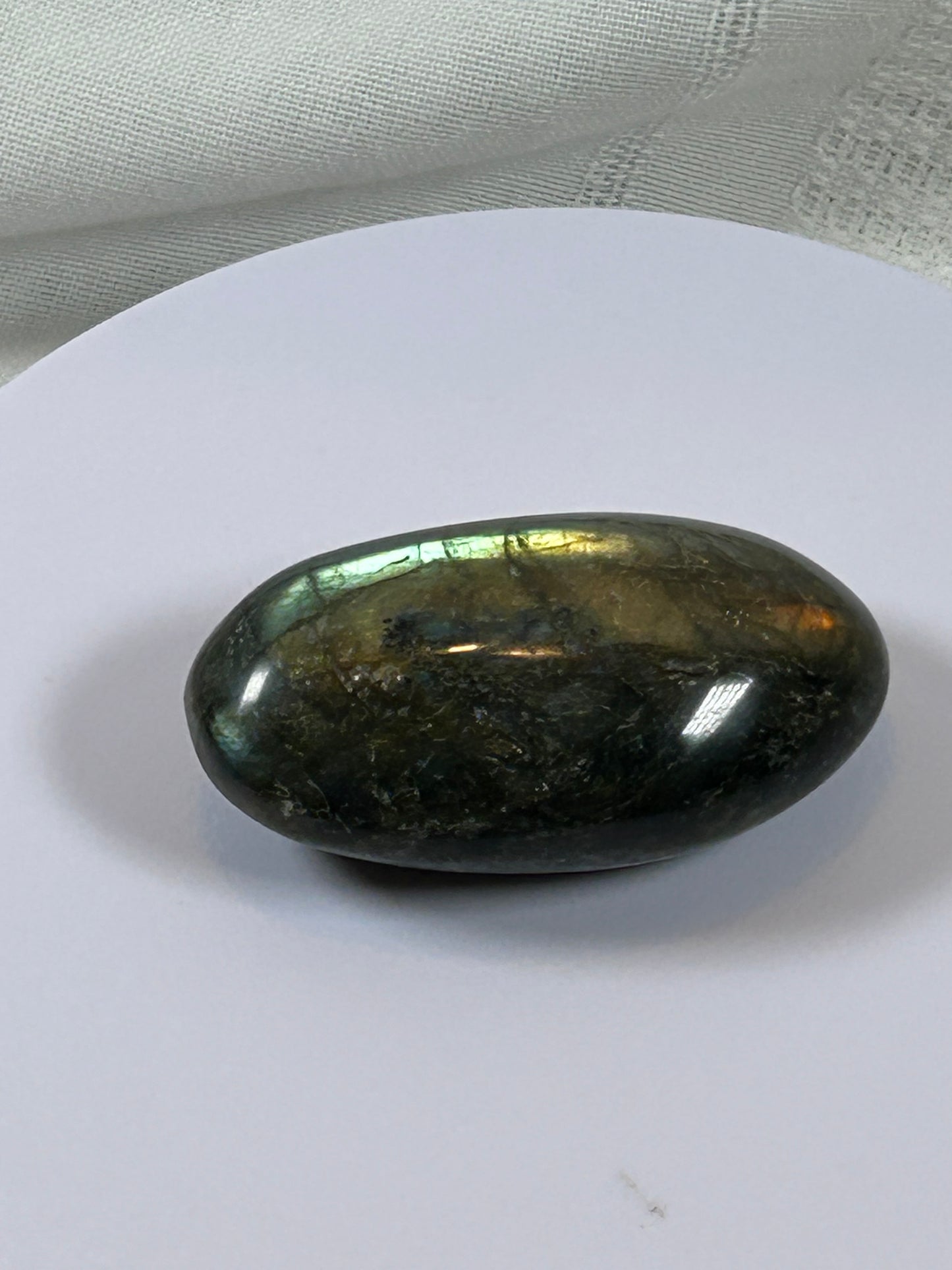 (#128) - LABRADORITE PALM STONE POLISHED - NEW