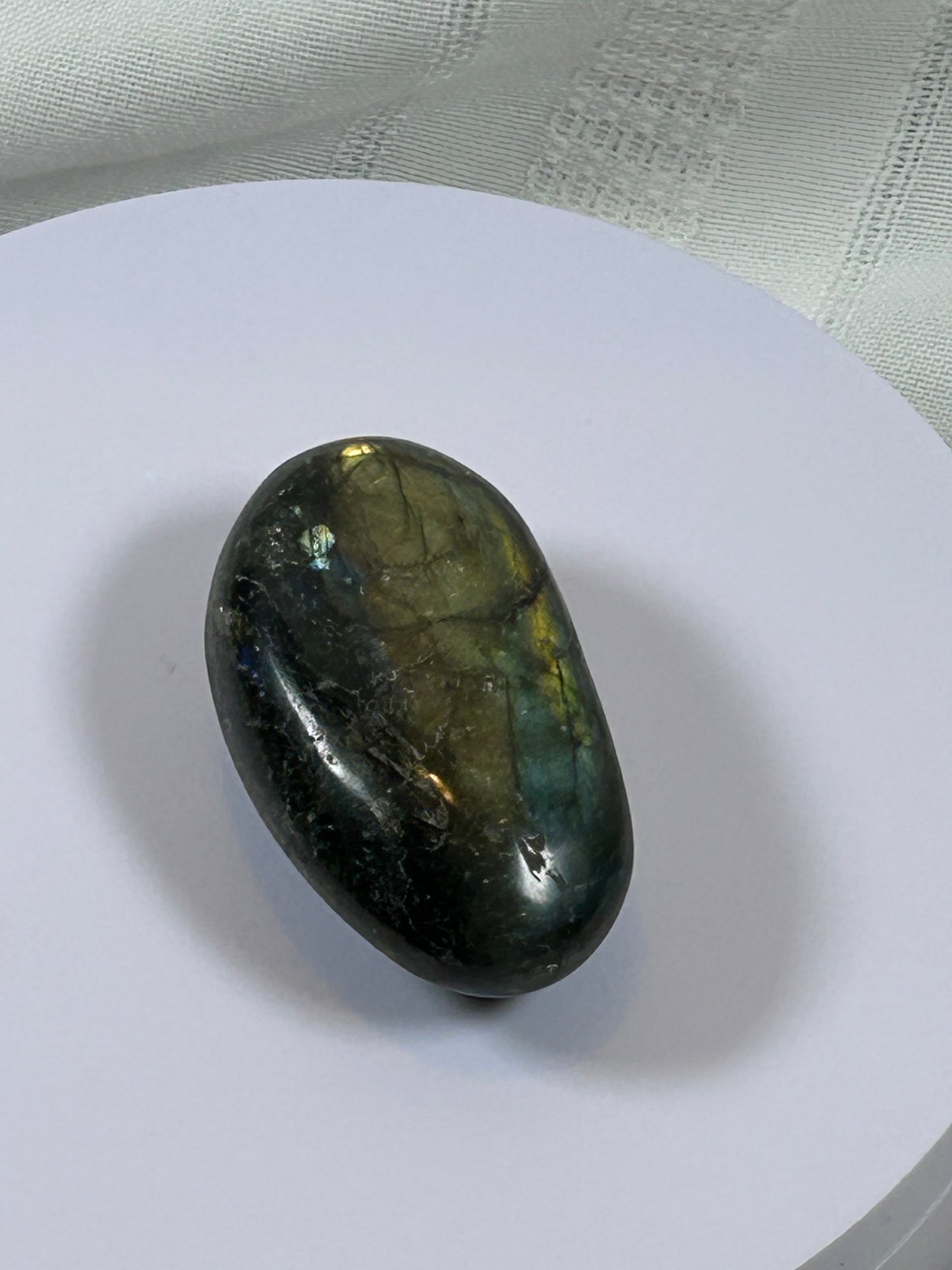 (#128) - LABRADORITE PALM STONE POLISHED - NEW