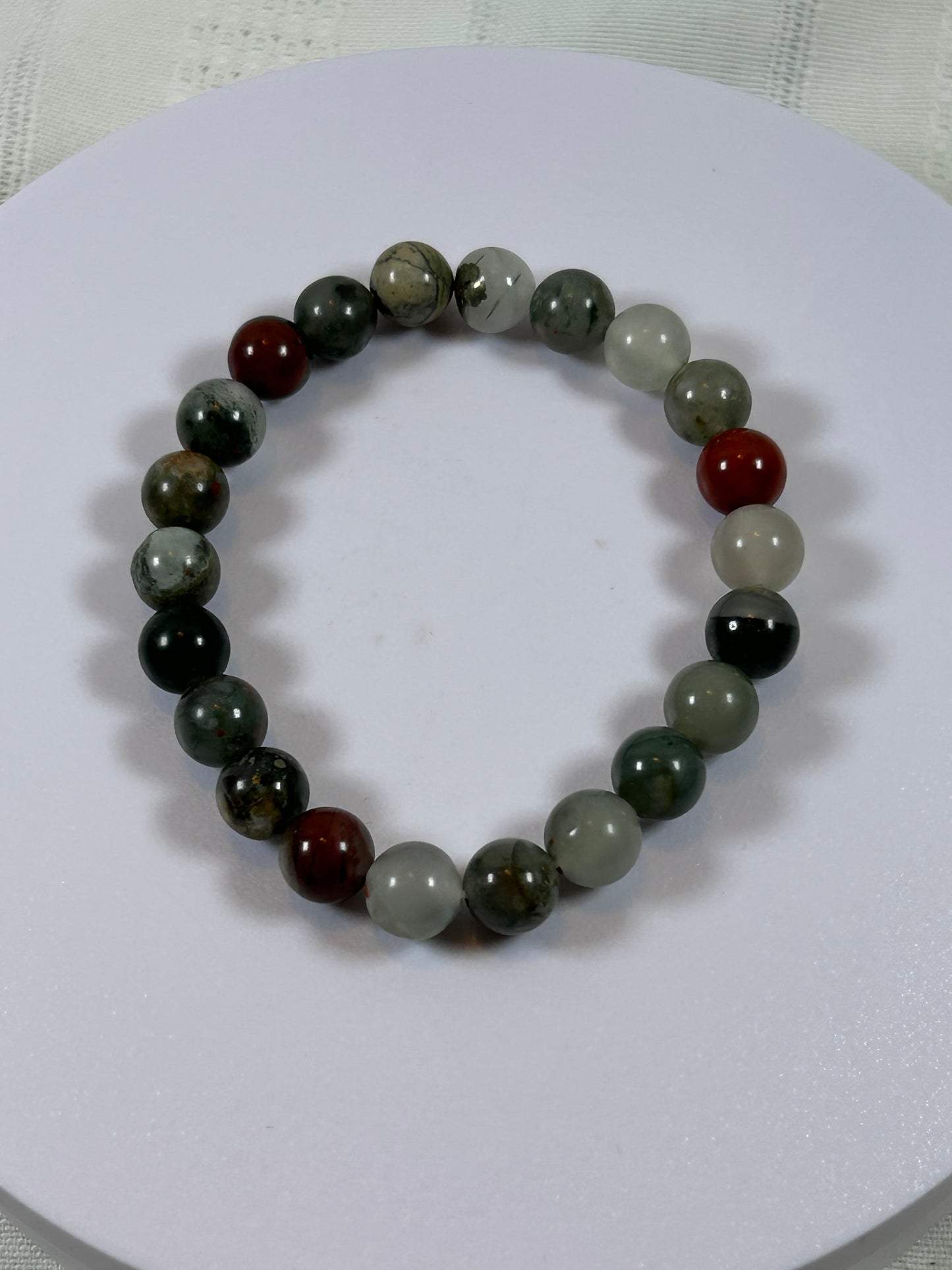 (#179) - AFRICAN BLOODSTONE CRYSTAL BRACELET - NEW