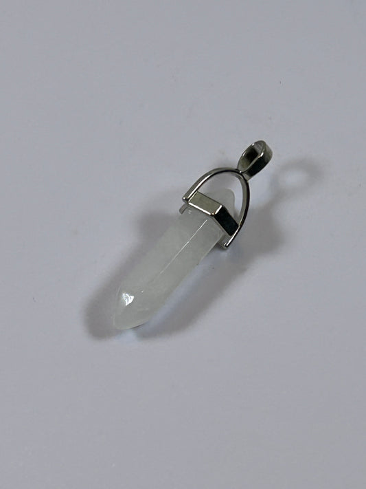 (#207) - CLEAR CRYSTAL QUARTZ DOUBLE POINT PENDANT - NEW