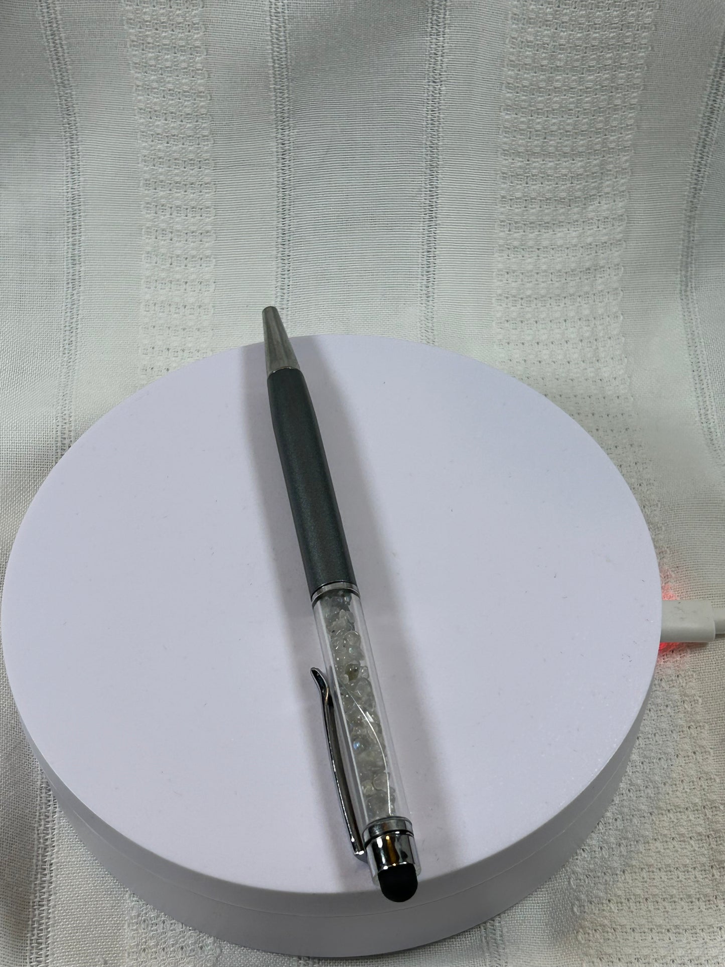 (#224) - CLEAR QUARTZ CRYSTAL CHIP PEN - NEW