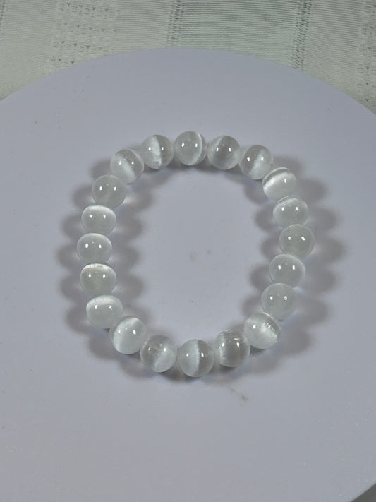 (#192) - SMALLER SATIN SELENITE CRYSTAL BRACELET - NEW