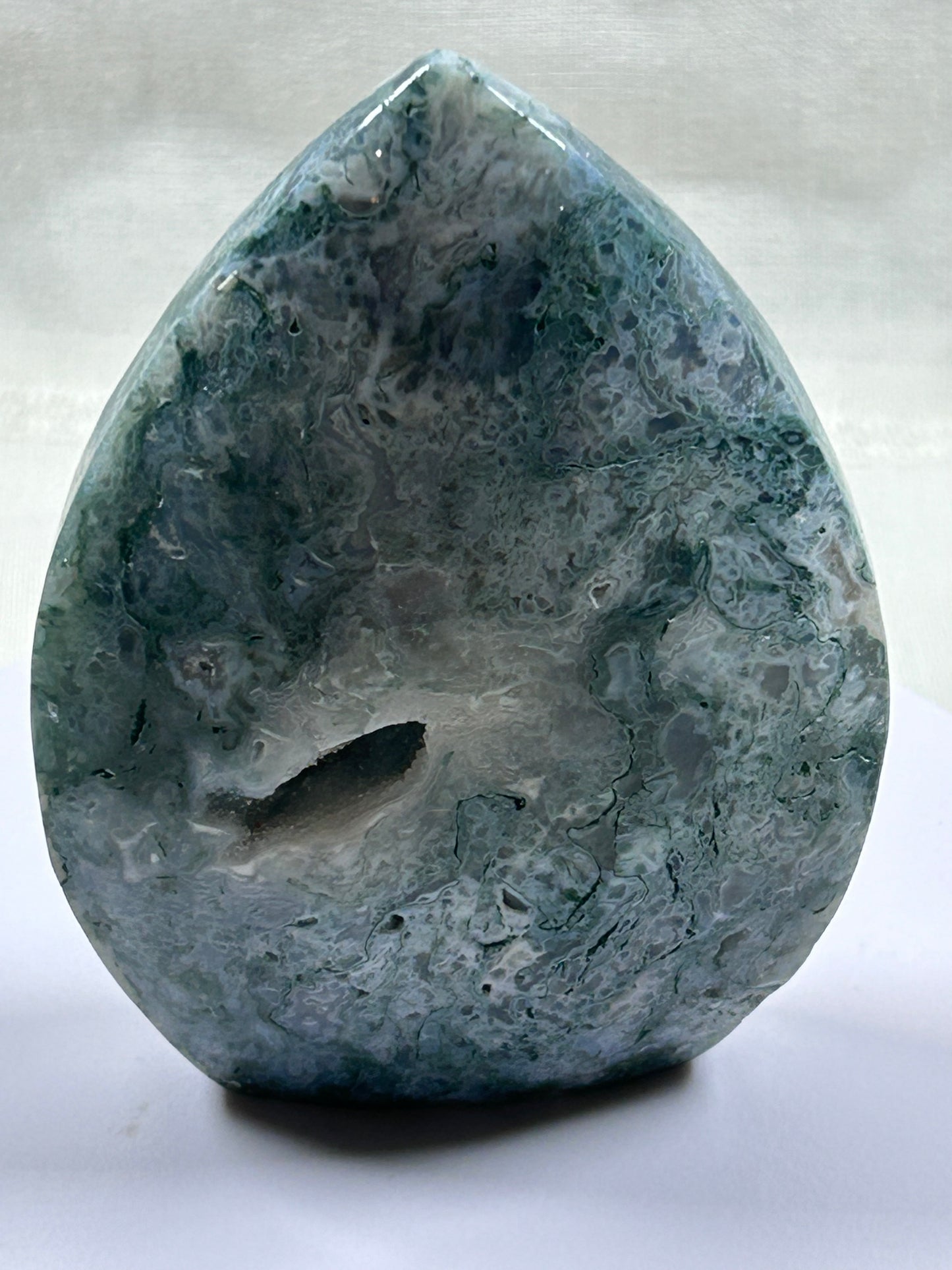 (#928) - Moss Agate Druzy Teardrop Freeform - New