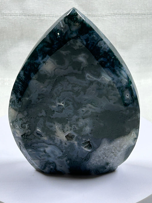 (#929) - Moss Agate Druzy Teardrop Freeform - New