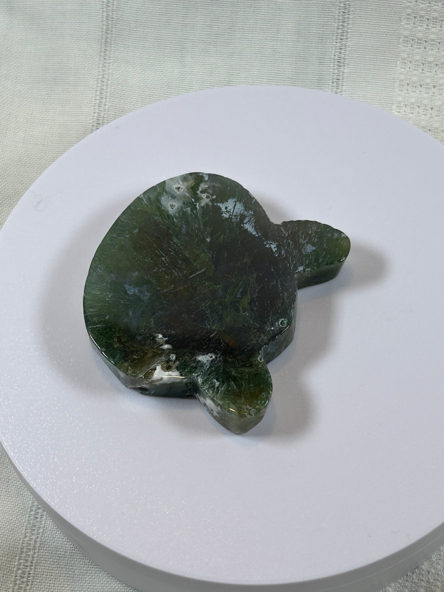 (#40) - GREEN MOSS AGATE BEAR HEAD CARVING - NEW