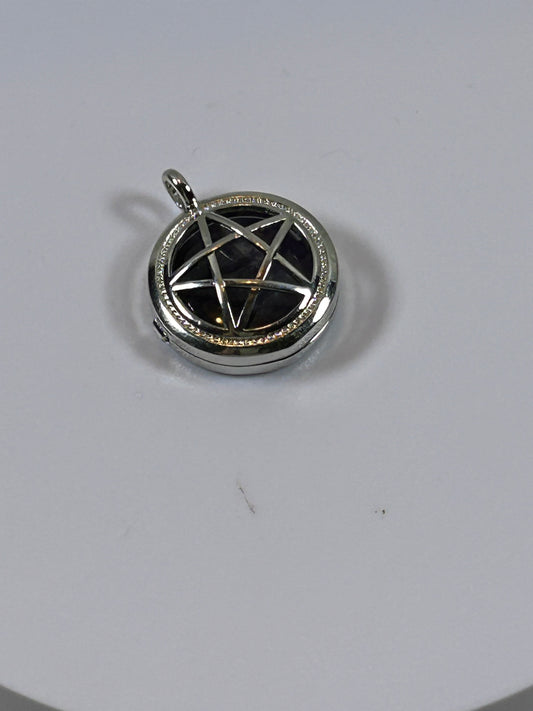 (#72) - TREE OF LIFE PENTACLE STONE LOCKET AMETHYST - NEW