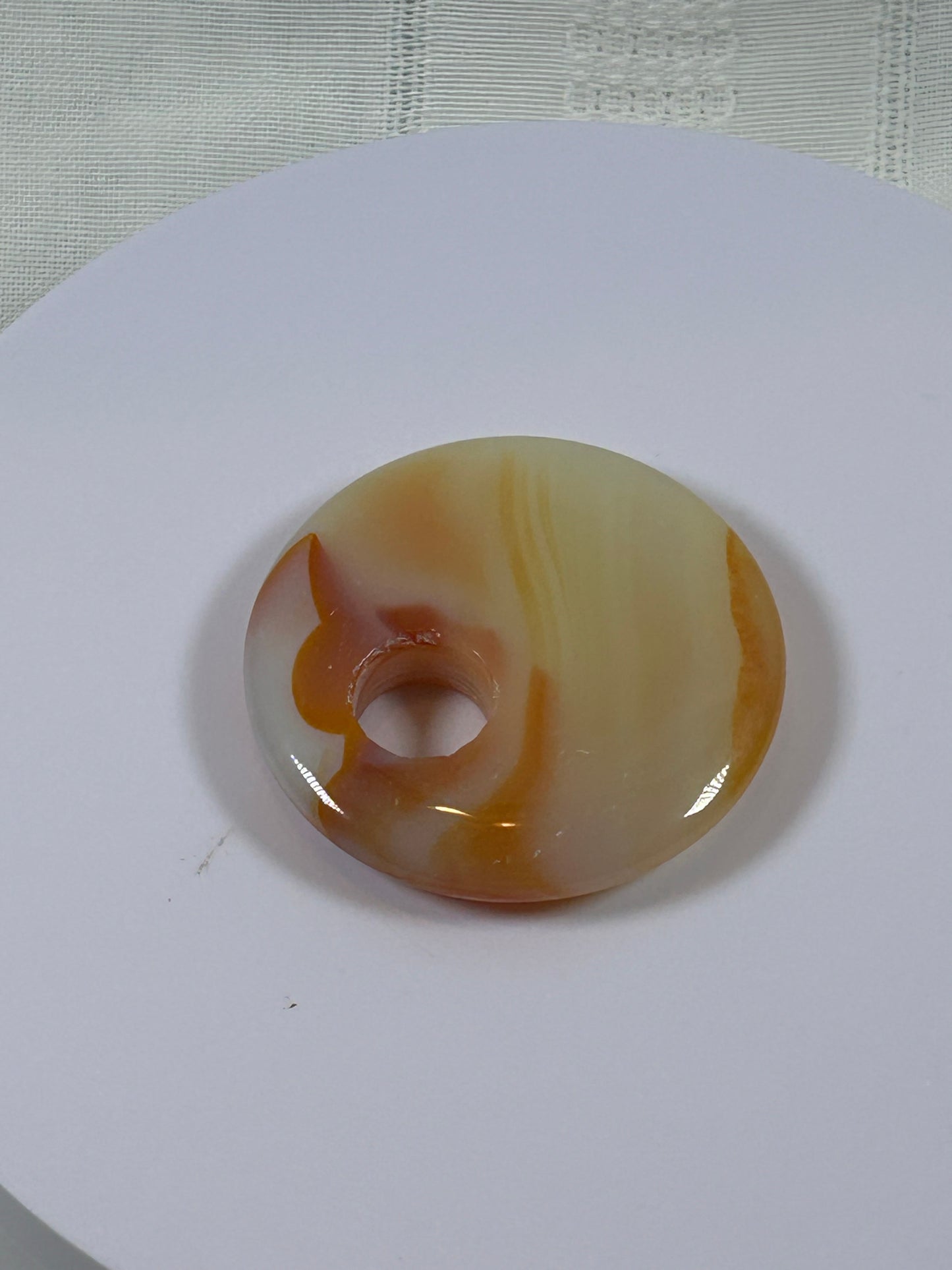 (#84) - CARNELIAN AGATE DISK PENDANT - NEW