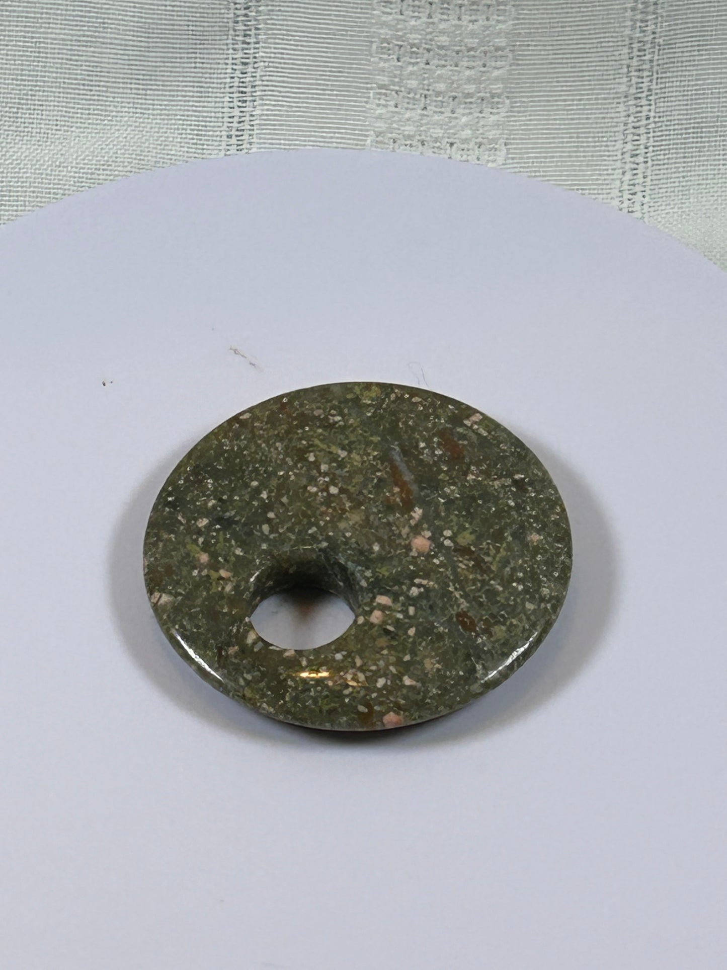 (#85) - UNAKITE JASPER DISK PENDANT - NEW