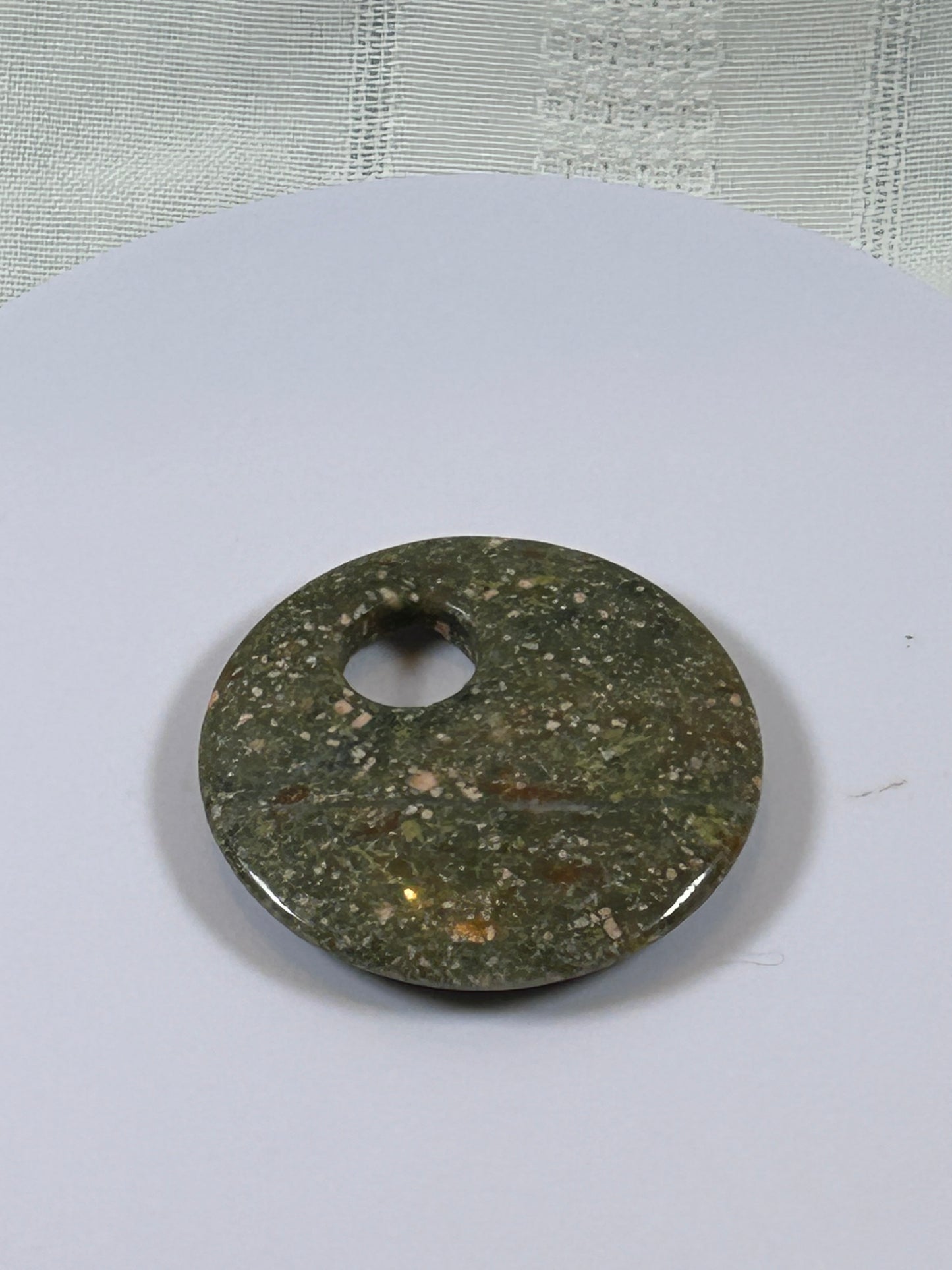 (#85) - UNAKITE JASPER DISK PENDANT - NEW