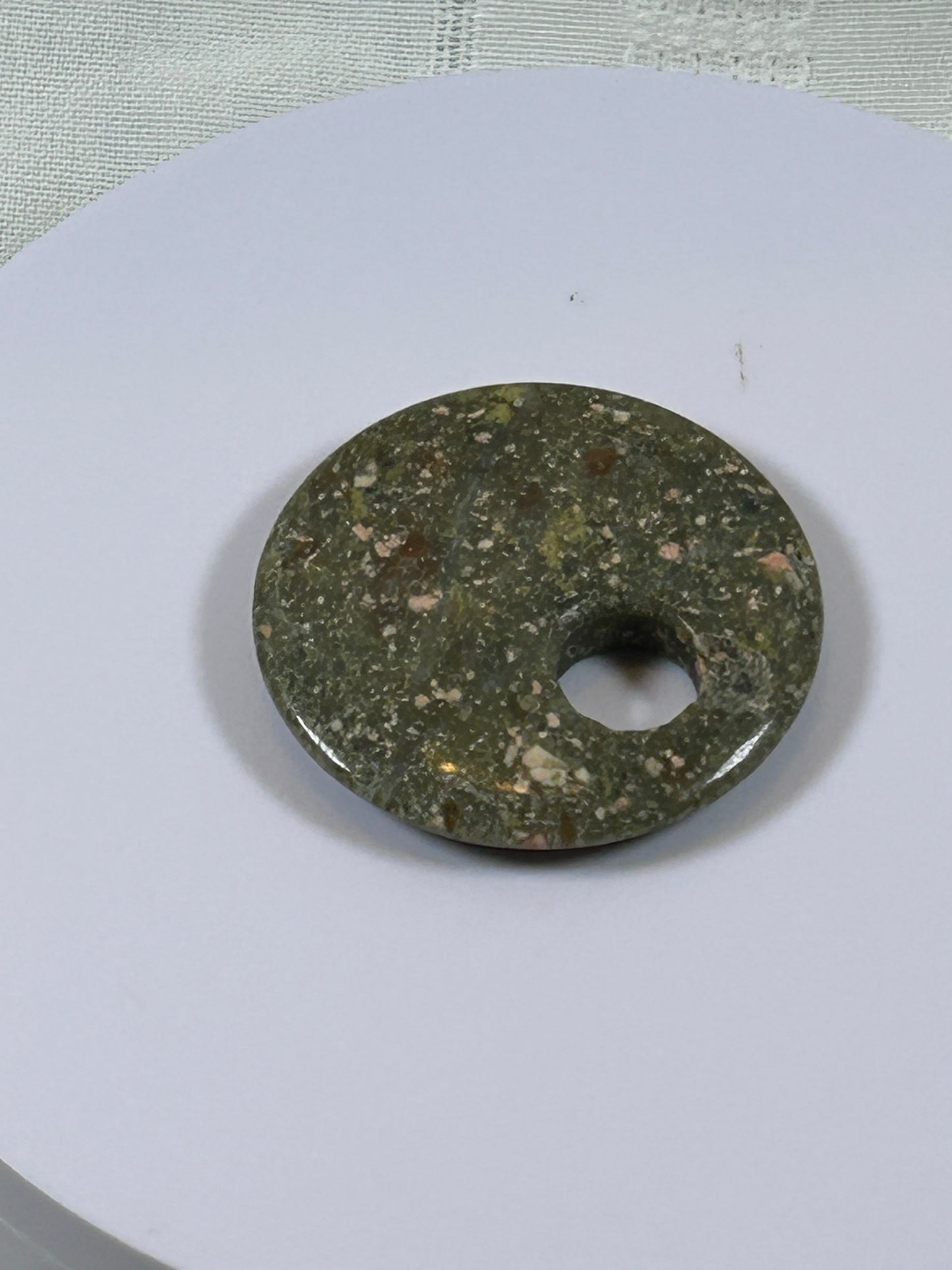 (#85) - UNAKITE JASPER DISK PENDANT - NEW
