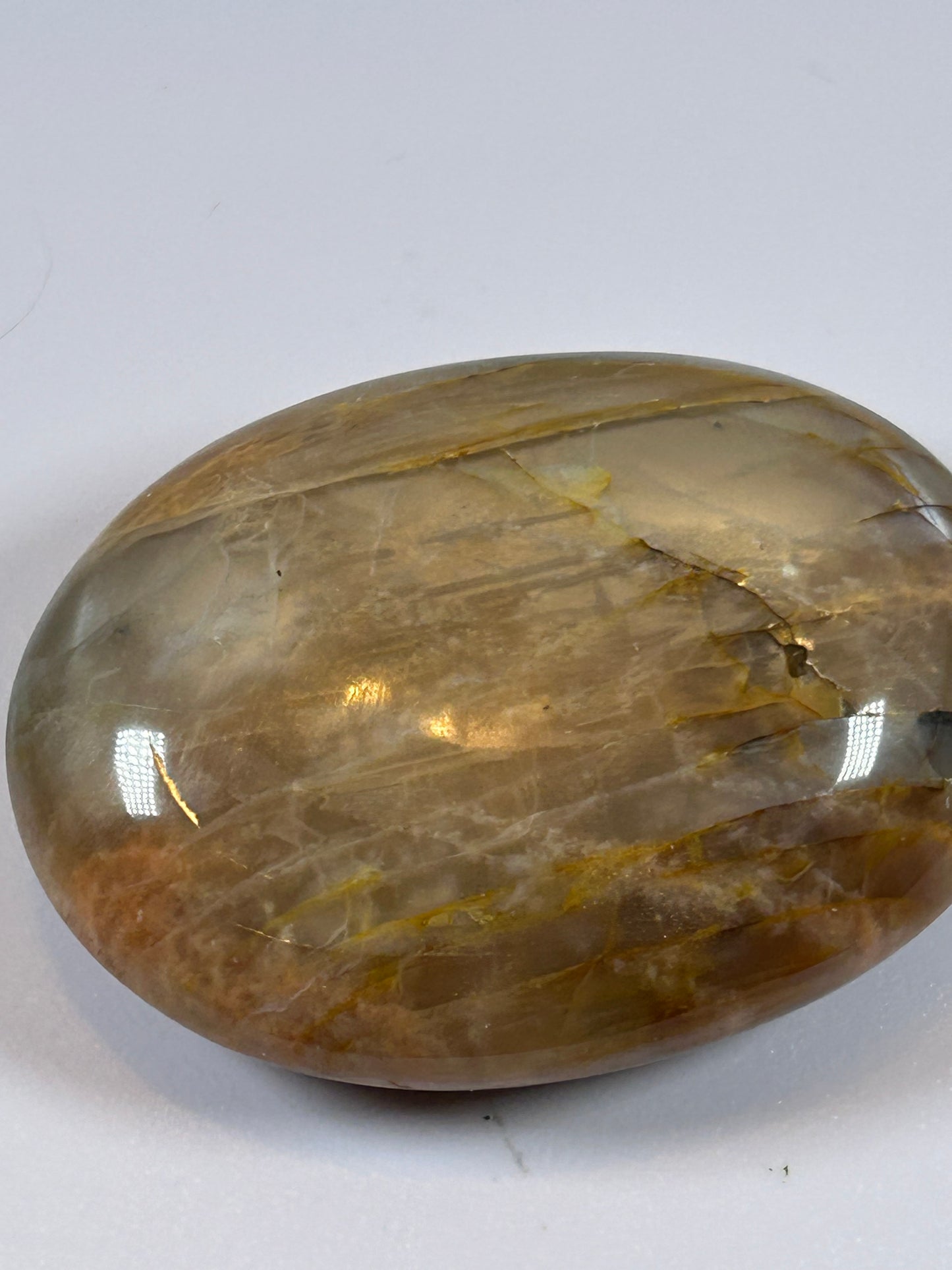 (#87) - PEACH MOONSTONE POLISHED PALM STONE - NEW