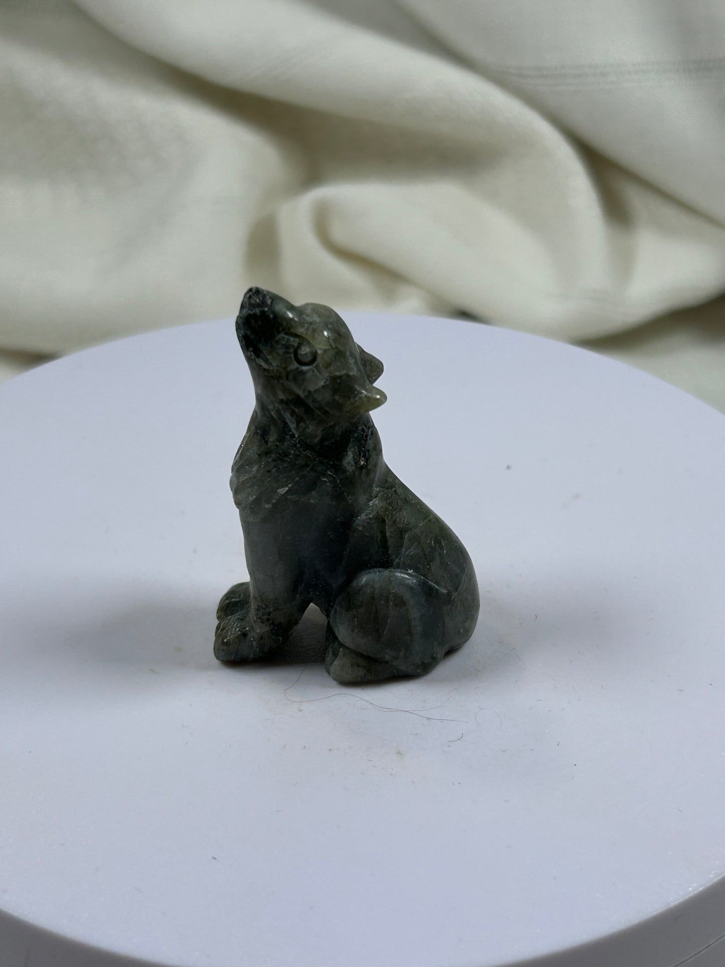 Labradorite Wolf Statue - New