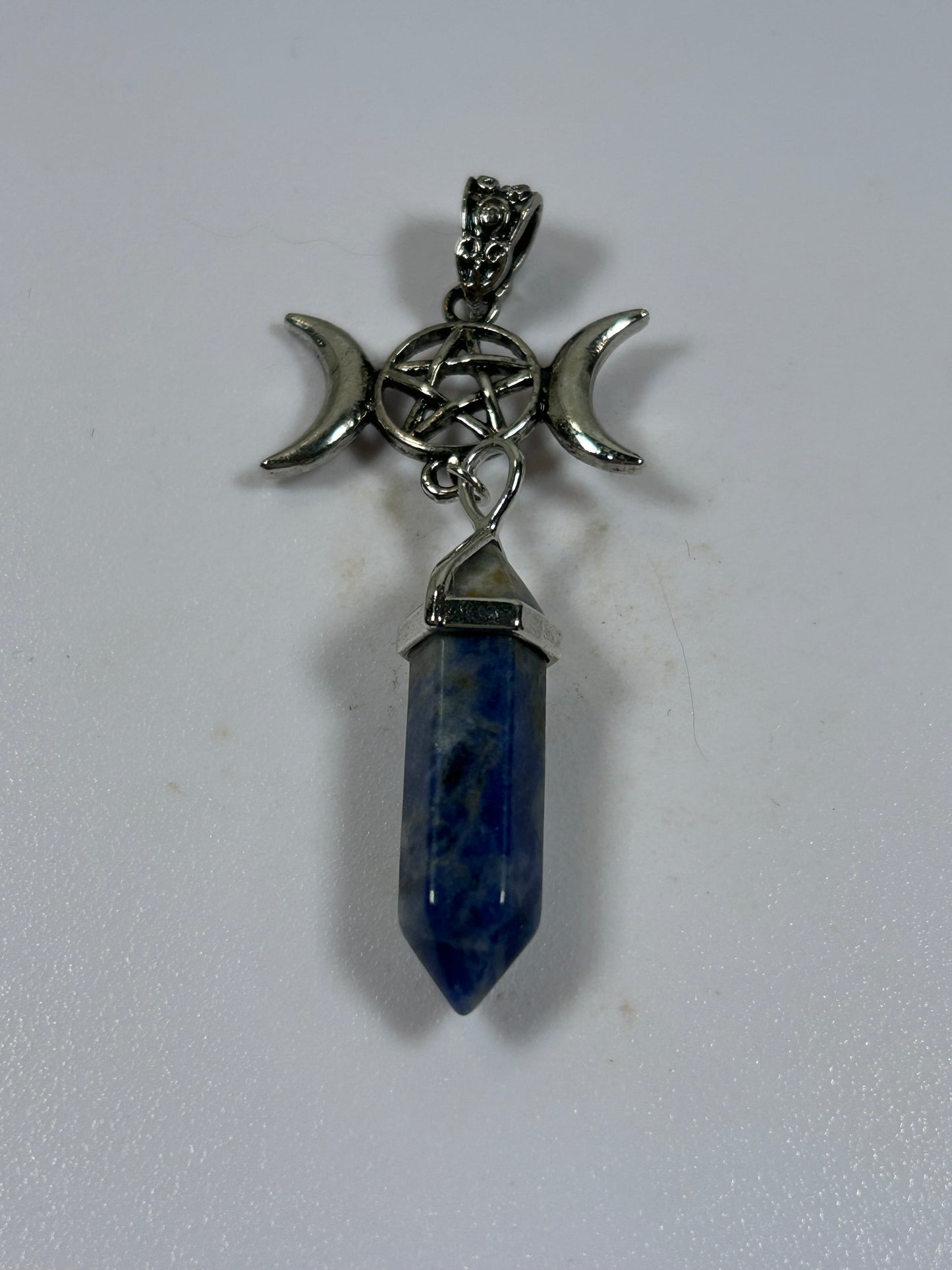 Lapis Lazuli Triple Moon Pentagram Pendant - New