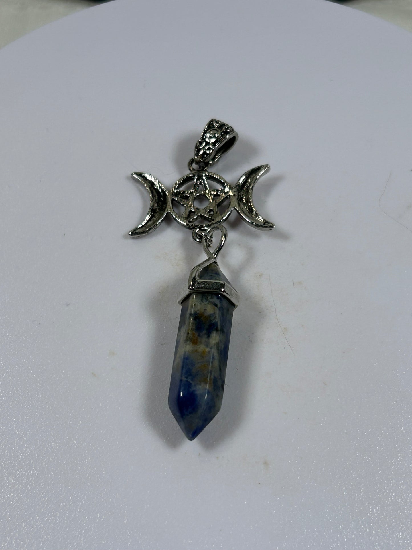 Lapis Lazuli Triple Moon Pentagram Pendant - New