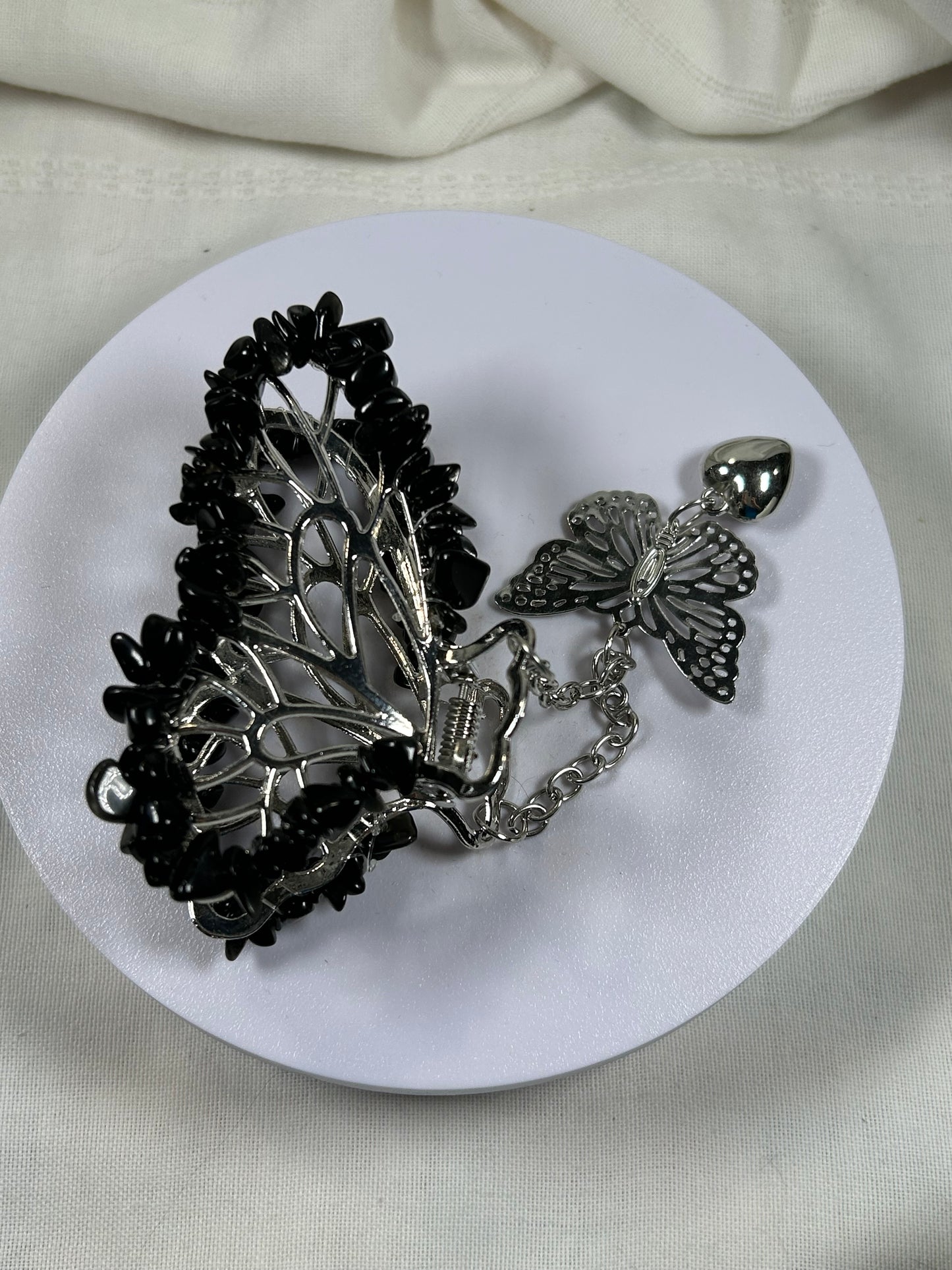 Obsidian Chips Hair Clip - New