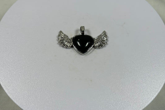 Obsidian With Wings Pendant - New