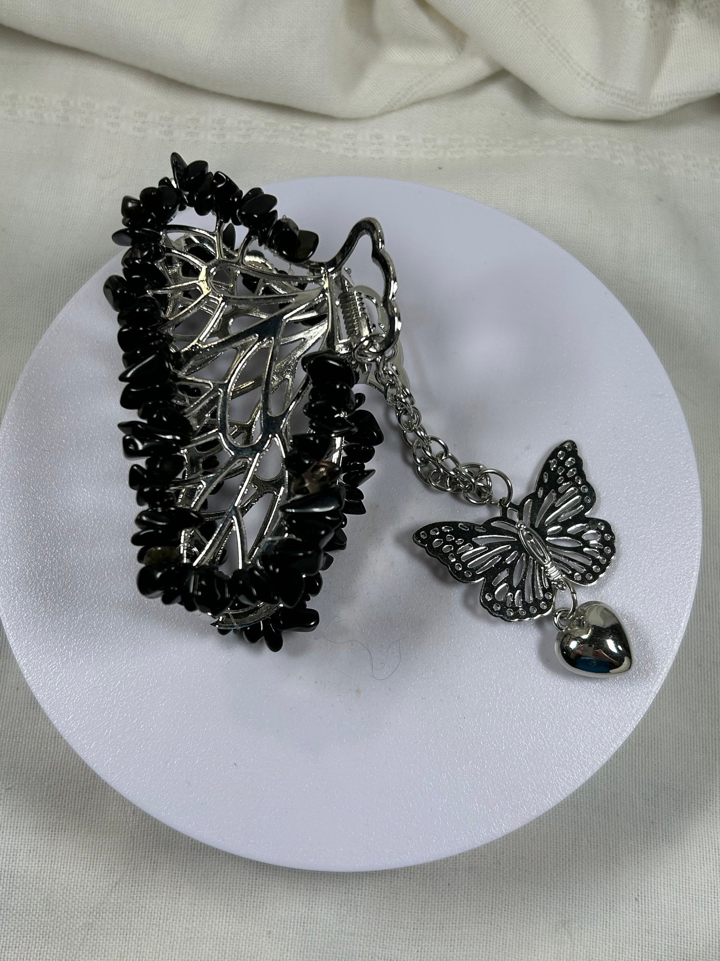Obsidian Chips Hair Clip - New