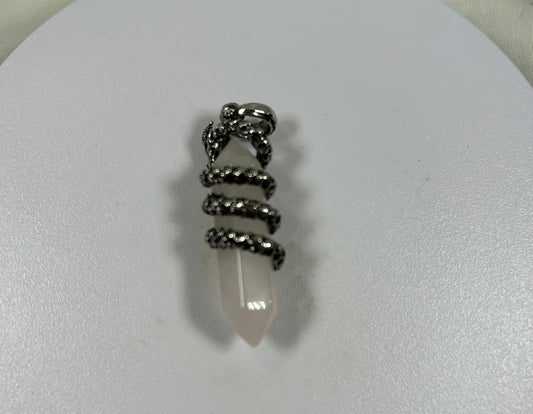 Rose Quartz With Dragon Pendant - New