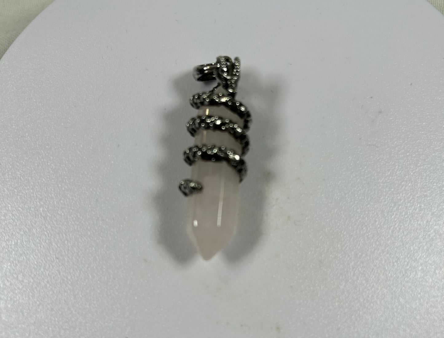 Rose Quartz With Dragon Pendant - New