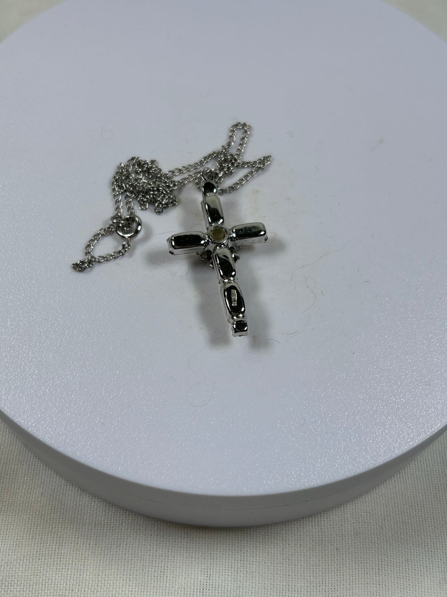 Vintage Crystal Cross With Lord's Prayer Inside Pendant and Necklace